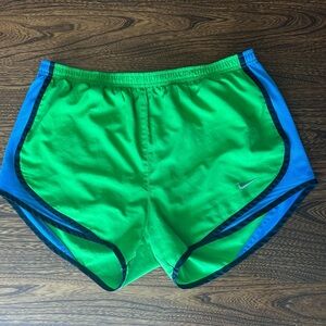 Nike Dri-Fit Women's Running Vibrant Green and Blue Shorts lined size small